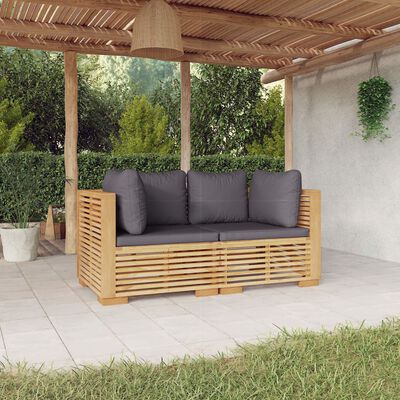 vidaXL Garden Corner Sofas with Cushions 2 pcs Solid Wood Teak
