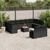 vidaXL 13 Piece Garden Sofa Set with Cushions Black Poly Rattan