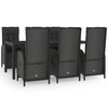 vidaXL 7 Piece Garden Dining Set with Cushions Black Poly Rattan