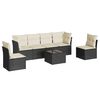 vidaXL 7 Piece Garden Sofa Set with Cushions Black Poly Rattan