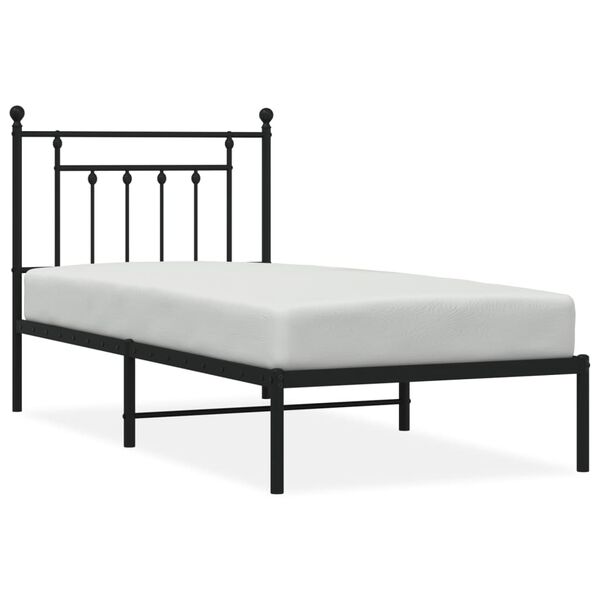 vidaXL Metal Bed Frame without Mattress with Headboard Black 90x190cm