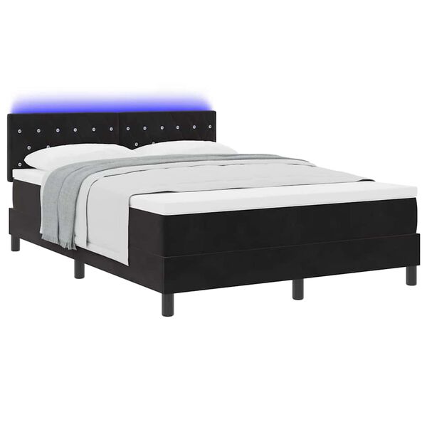 vidaXL Box Spring Bed Black and White 152 x 203 cm Velvet