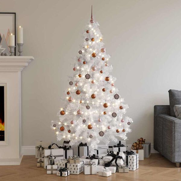 vidaXL Artificial Half Pre-lit Christmas Tree with Ball Set White 180 cm