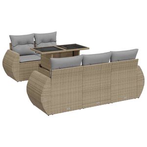 vidaXL 6 Piece Garden Sofa Set with Cushions Beige Poly Rattan