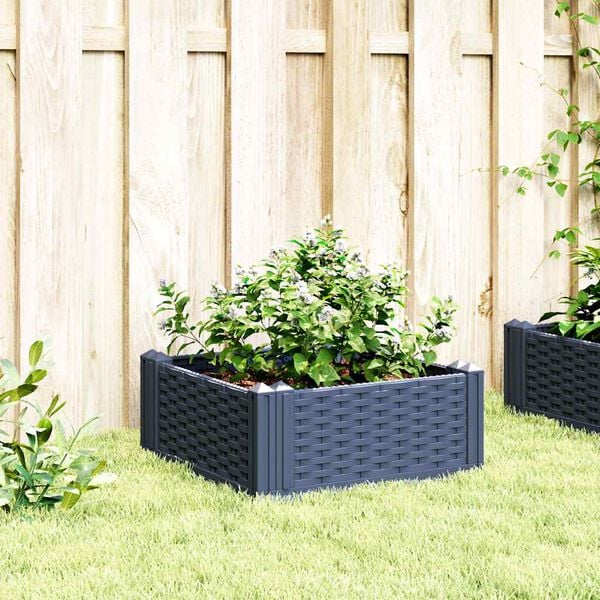 vidaXL Garden Planter with Pegs Blue Grey 42.5x42.5x28.5 cm PP