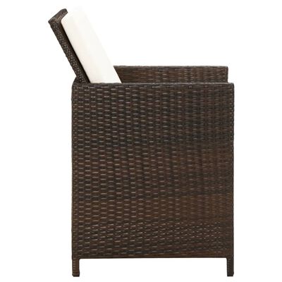 vidaXL Garden Chairs with Cuhsions 4 pcs Poly Rattan Brown