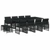vidaXL 13 Piece Garden Dining Set with Cushions Black Poly Rattan