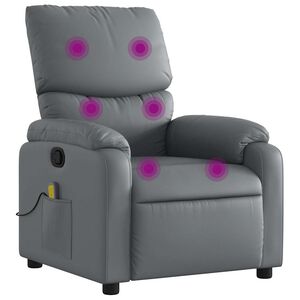 vidaXL Massage Recliner Chair Grey Faux Leather