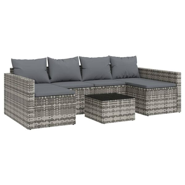 vidaXL 2 Piece Garden Lounge Set with Cushions Grey Poly Rattan