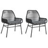 vidaXL Garden Chairs 2 pcs with Cushions Black Poly Rattan