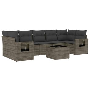 vidaXL 8 Piece Garden Sofa Set with Cushions Grey Poly Rattan