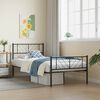 vidaXL Metal Bed Frame without Mattress with Footboard Black 90x190cm