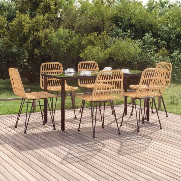 vidaXL 7 Piece Garden Dining Set Poly Rattan