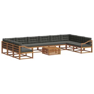 vidaXL Outdoor Sofa Set with Cushion 11 pcs Natural and Anthracite