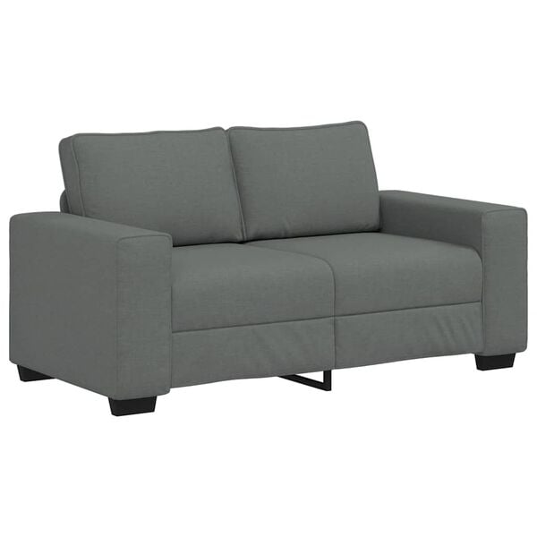 vidaXL 2 Piece Sofa Set with Cushions Dark Grey Fabric