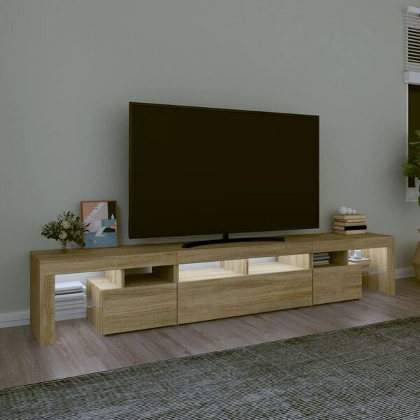 vidaXL TV Cabinet with LED Lights Sonoma Oak 230x36.5x40 cm