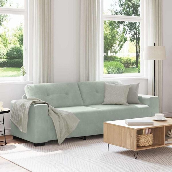 vidaXL 3-Seater Sofa Light Grey 180 cm Velvet