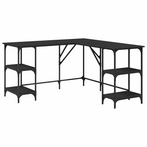 vidaXL Desk Black 139x139x75 cm Engineered Wood