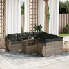vidaXL 9 Piece Garden Sofa Set with Cushions Grey Poly Rattan