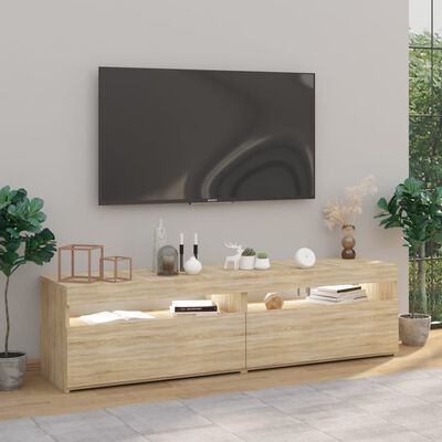 vidaXL TV Cabinets 2 pcs with LED Lights Sonoma Oak 75x35x40 cm