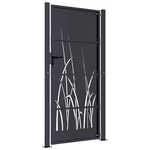 vidaXL Garden Gate Anthracite 100x175 cm Steel Grass Design