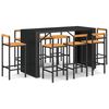 vidaXL 9 Piece Garden Bar Set Black Poly Rattan& Solid Wood Acacia