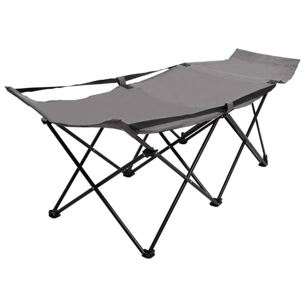 vidaXL Folding Sun Lounger Grey Steel