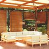 vidaXL 10 Piece Garden Lounge Set with Cream Cushions Solid Pinewood