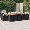 vidaXL 15 Piece Garden Dining Set with Cushions Poly Rattan Black