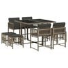 vidaXL 9 Piece Garden Dining Set with Cushions Grey Poly Rattan