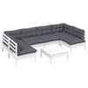vidaXL 7 Piece Garden Lounge Set with Cushions White Solid Pinewood