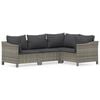vidaXL 4 Piece Garden Lounge Set with Cushions Grey Poly Rattan