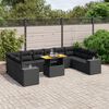 vidaXL 11 Piece Garden Sofa Set with Cushions Black Poly Rattan