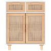 vidaXL Sideboard White 60x30x75 cm Solid Wood Pine and Natural Rattan