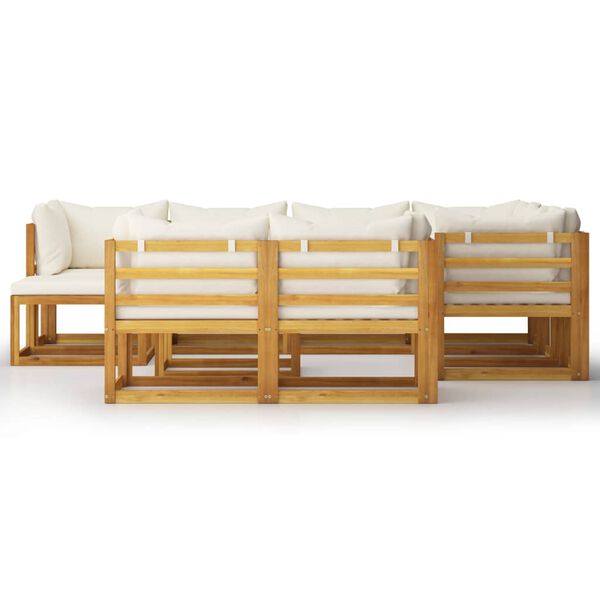 vidaXL 10 Piece Garden Lounge Set with Cushion Cream Solid Acacia Wood