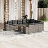vidaXL 11 Piece Garden Sofa Set with Cushions Grey Poly Rattan