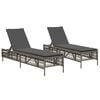vidaXL Sun Loungers with Cushions 2 pcs Grey Poly Rattan