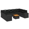 vidaXL 10 Piece Garden Sofa Set with Cushions Black Poly Rattan