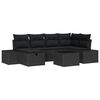 vidaXL Garden Sofa Set 7 pcs Black Poly Rattan