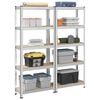vidaXL 5-Layer Storage Shelves 2 pcs Silver Steel&Engineered Wood