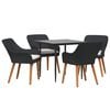 vidaXL Garden Dining Set with Cushion 5 pcs Black Poly Rattan