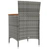 vidaXL 3 Piece Outdoor Dining Set with Cushions Poly Rattan Grey