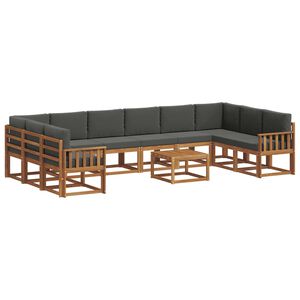 vidaXL Outdoor Sofa Set 11 pcs Natural and Anthracite