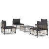 vidaXL 5 Piece Garden Lounge Set with Cushions Anthracite Poly Rattan
