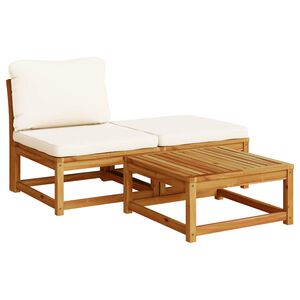vidaXL 3 Piece Garden Lounge Set with Cushions Solid Wood Acacia