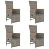 vidaXL 5 Piece Garden Dining Set with Cushions Grey Poly Rattan