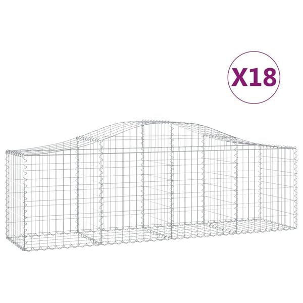 vidaXL Arched Gabion Baskets 18 pcs 200x50x60/80 cm Galvanised Iron