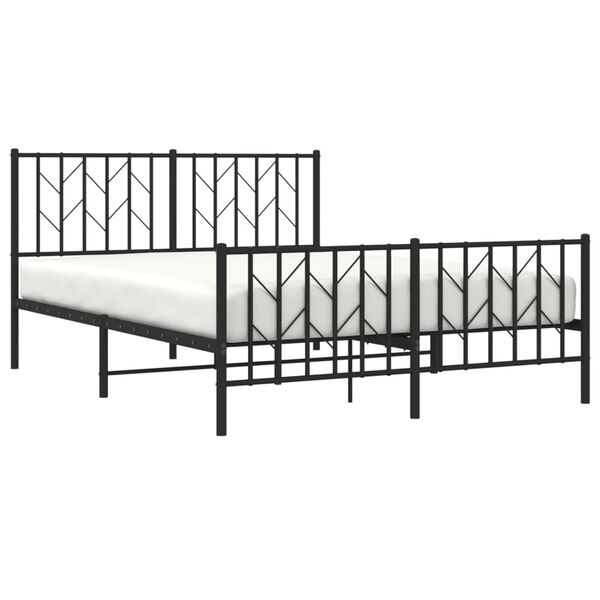 vidaXL Metal Bed Frame without Mattress with Footboard Black 135x190cm