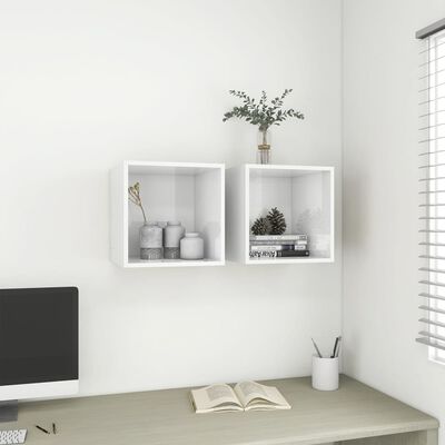 vidaXL Wall Cabinets 2 pcs High Gloss White 37x37x37 cm Engineered Wood