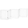 vidaXL Dog Gate with Door Foldable 9 Panels White 450 cm Poplar Wood